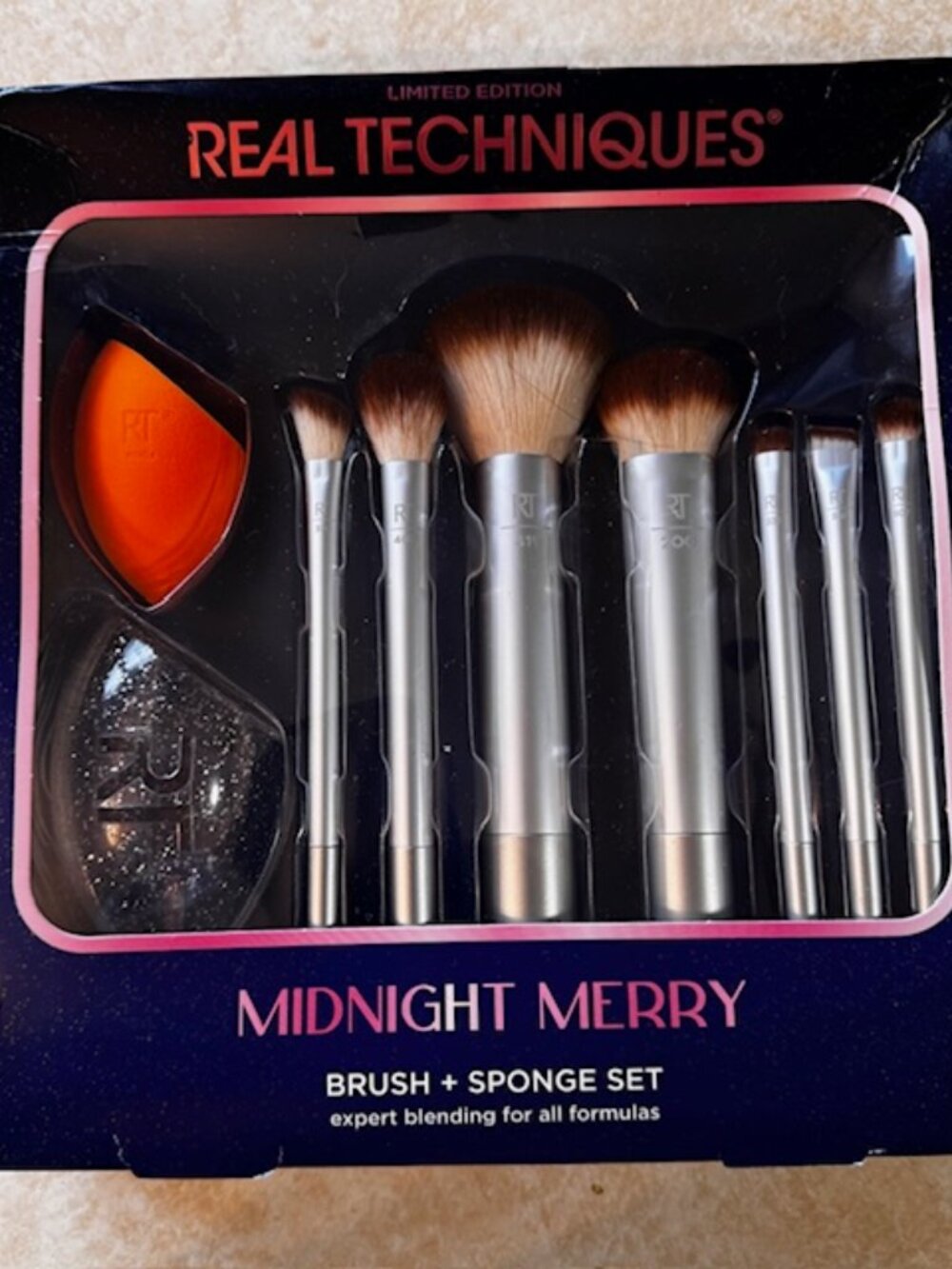 NEW Real Techniques Midnight Merry Limited Edition Brush + Sponge Set